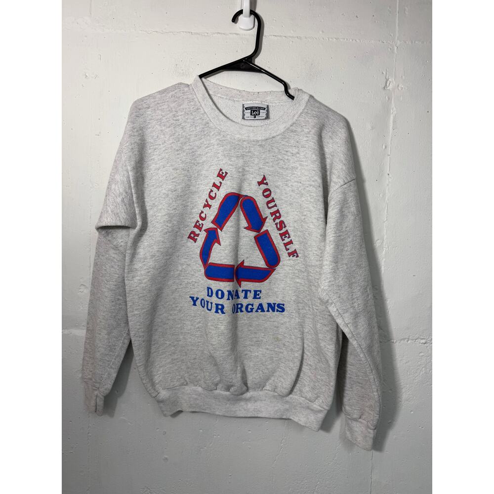 Vintage LEE Organ Donor Recycle Yourself Sweatshirt Gray Size Large Cotton Blend